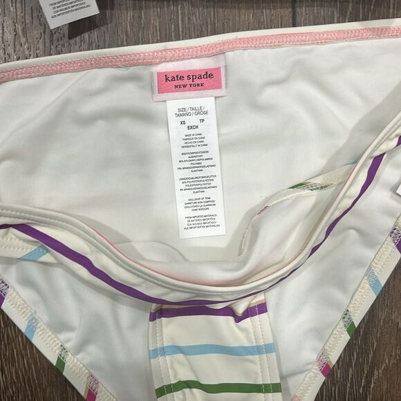 KATE SPADE (NWT) Zip Front Bikini Top & Bottoms, Party Stripe, Size XS - Picture 9 of 10
